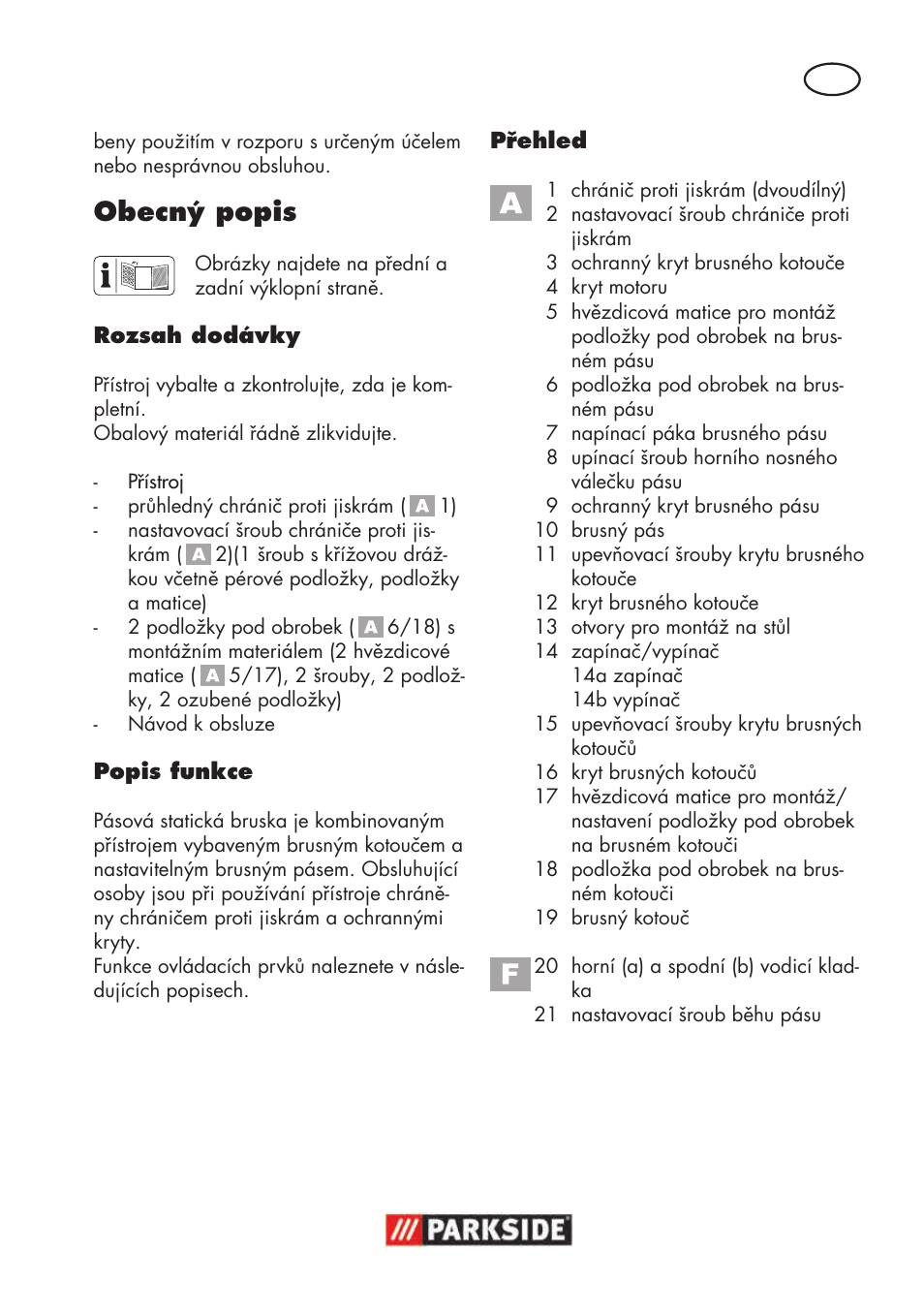 Obecný popis | Parkside PSBS 240 B2 User Manual | Page 51 / 104