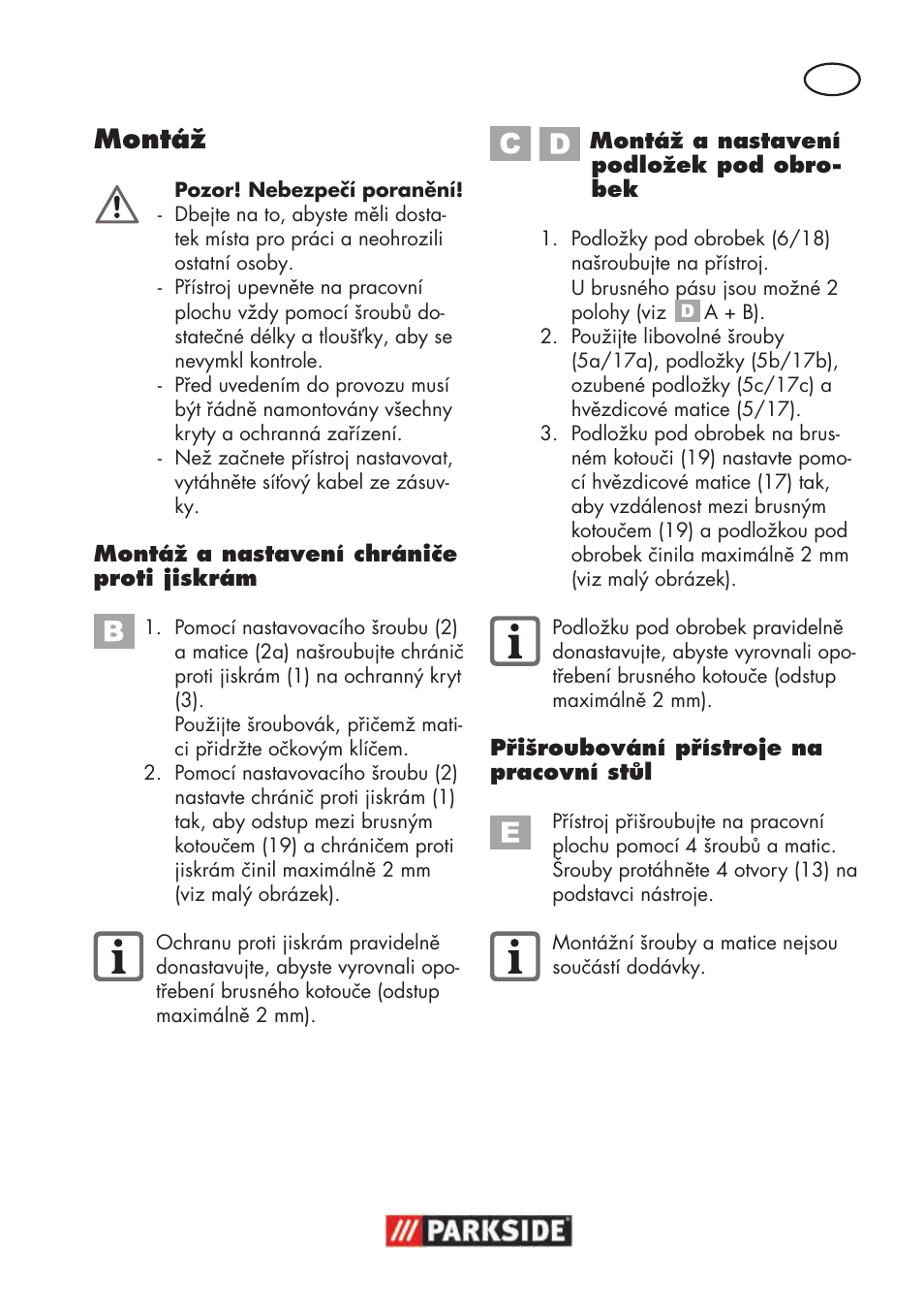 Montáž | Parkside PSBS 240 B2 User Manual | Page 57 / 104