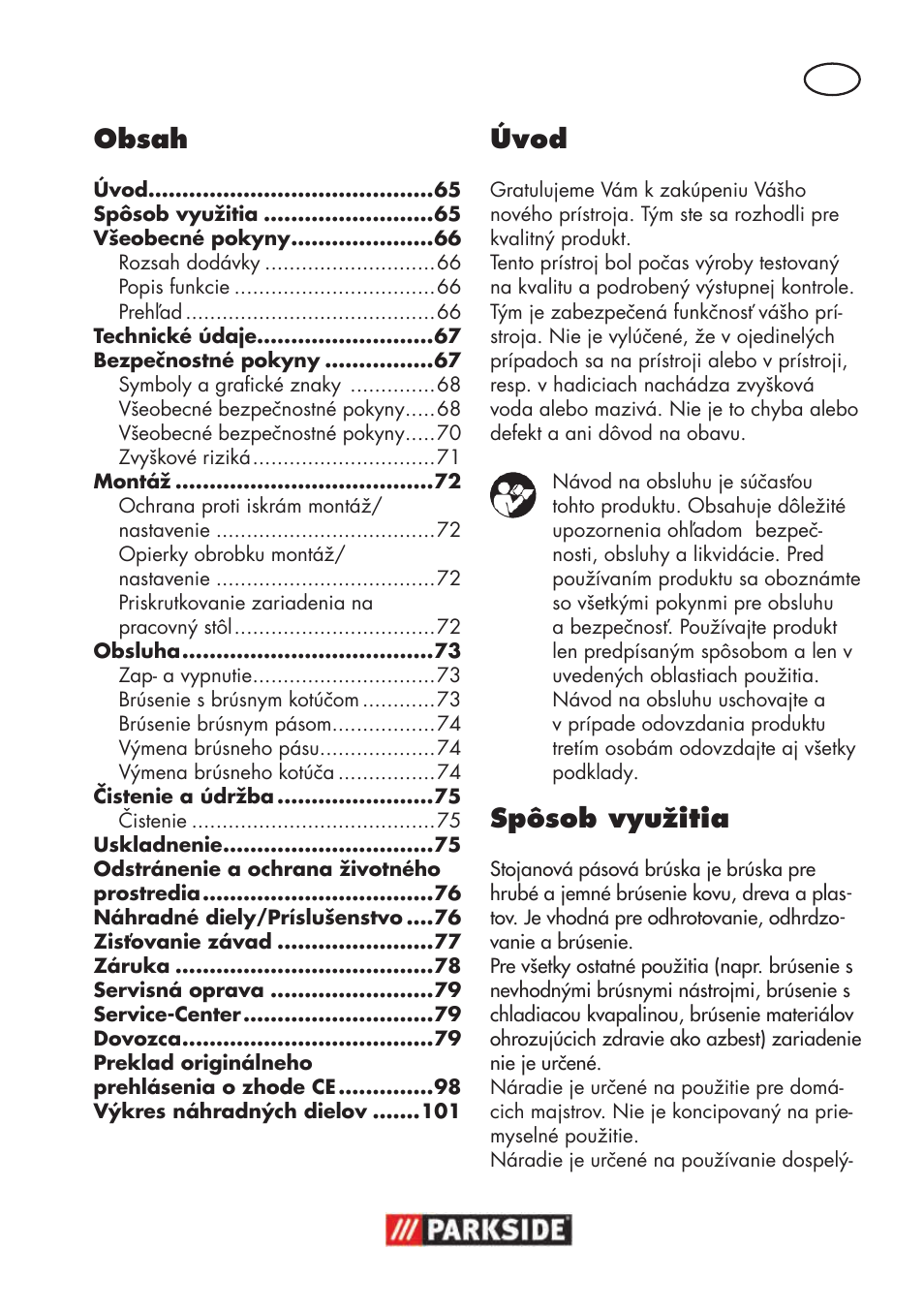 Parkside PSBS 240 B2 User Manual | Page 65 / 104