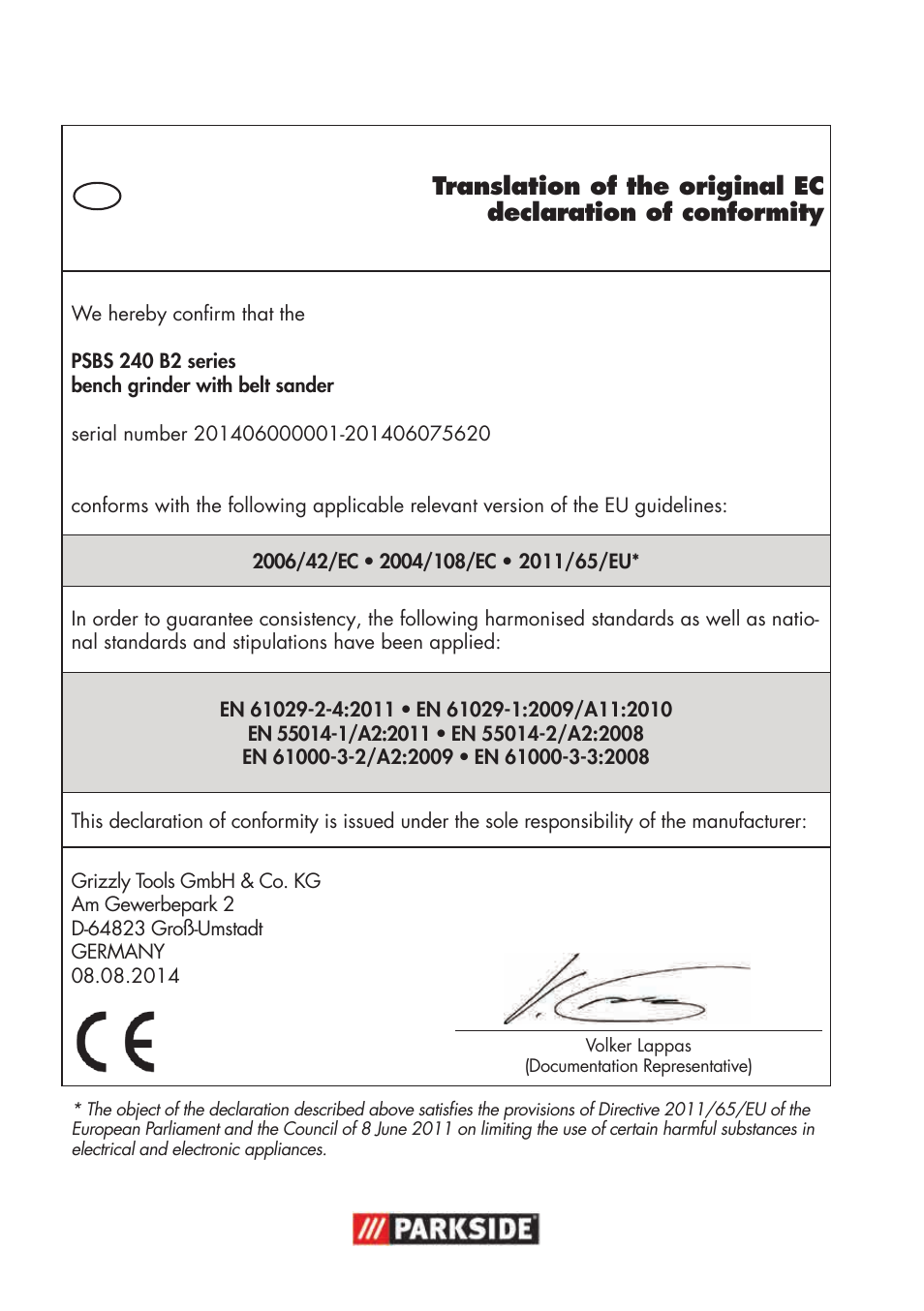 Parkside PSBS 240 B2 User Manual | Page 96 / 104