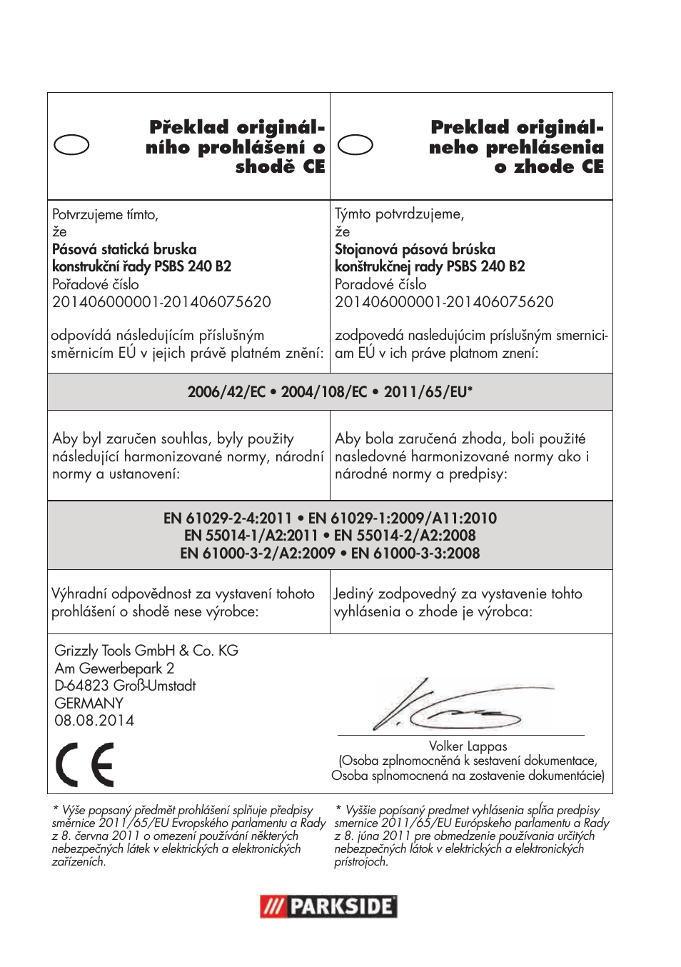 Parkside PSBS 240 B2 User Manual | Page 98 / 104