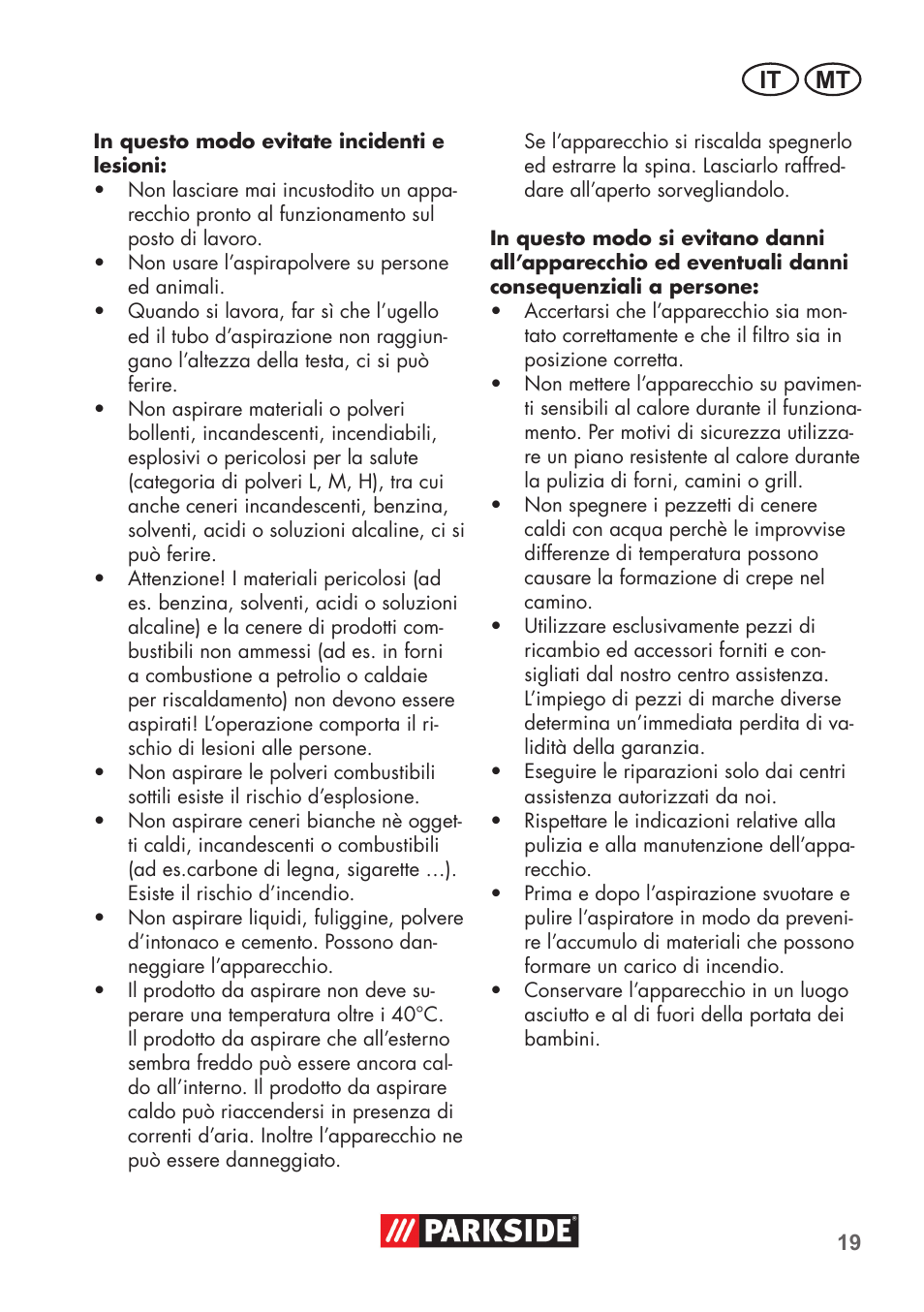 It mt | Parkside PAS 500 D3 User Manual | Page 19 / 66