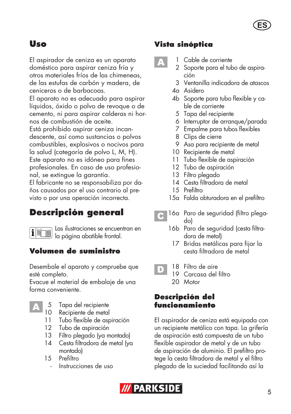 Descripción general | Parkside PAS 500 D3 User Manual | Page 5 / 66