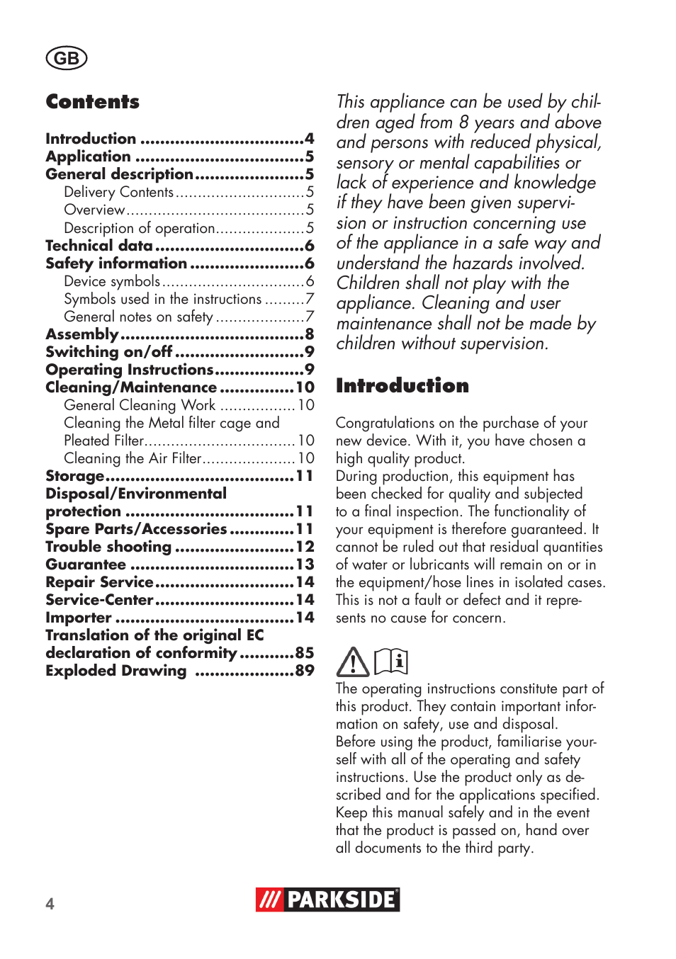 Parkside PAS 500 D3 User Manual | Page 4 / 90