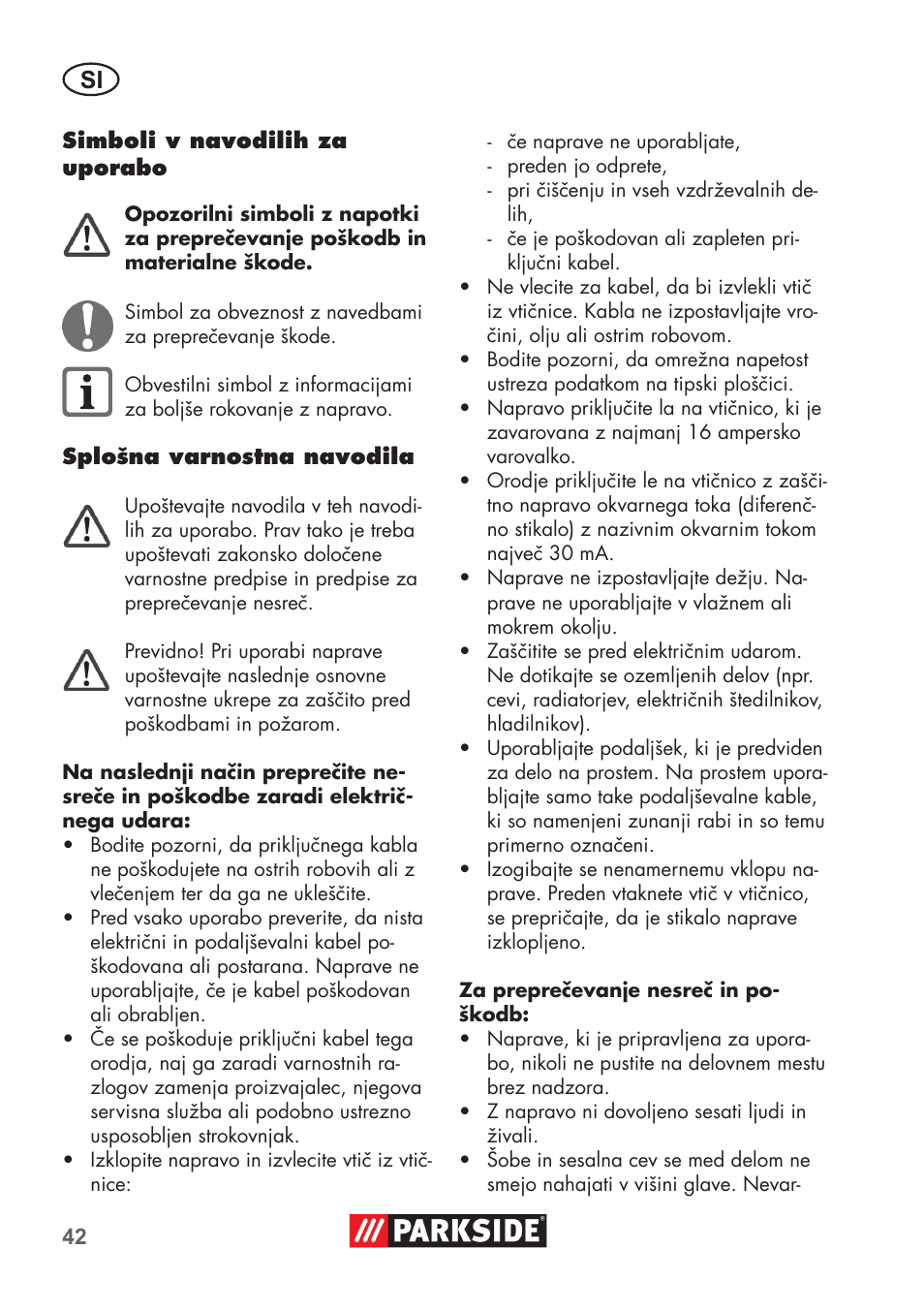 Parkside PAS 500 D3 User Manual | Page 42 / 90