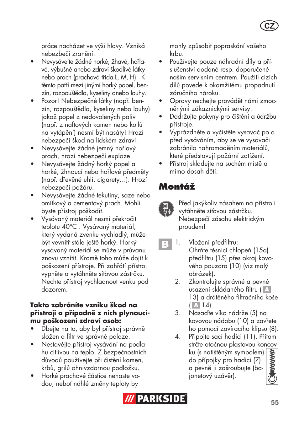 Montáž | Parkside PAS 500 D3 User Manual | Page 55 / 90