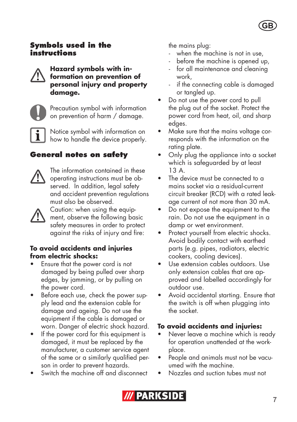 Parkside PAS 500 D3 User Manual | Page 7 / 90