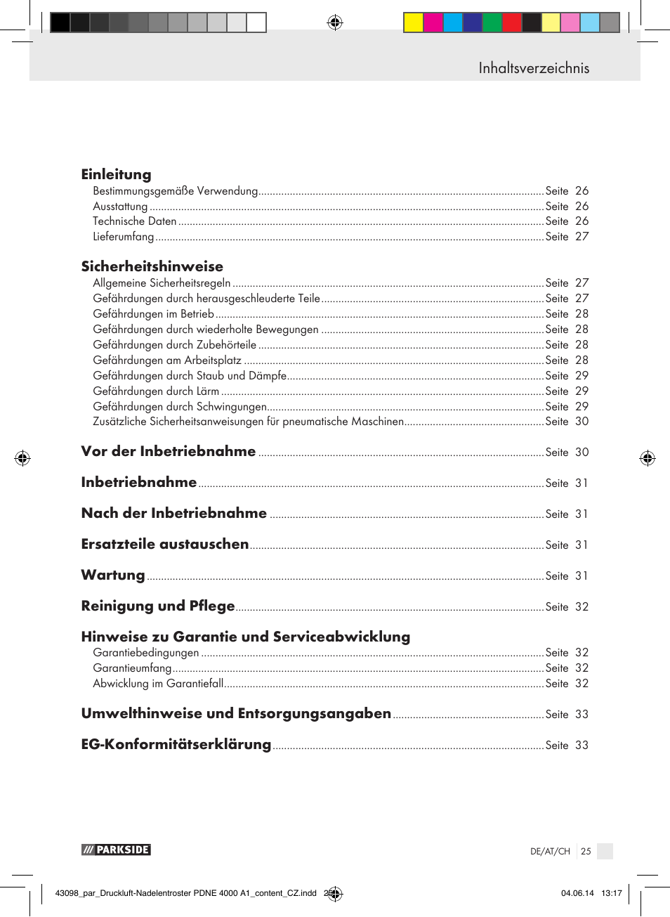 Parkside PDNE 4000 A1 User Manual | Page 25 / 34