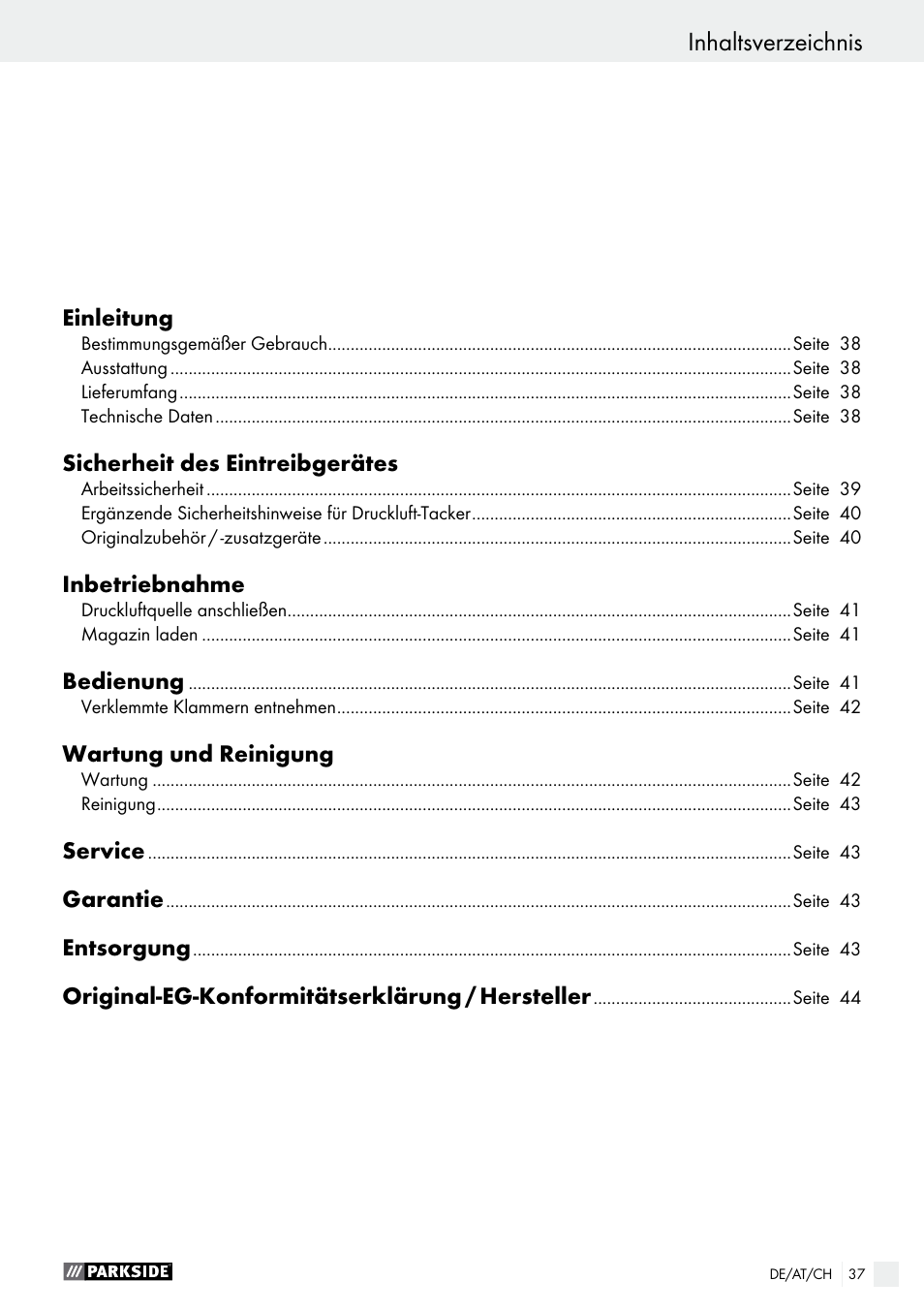 Parkside PDT 40 C2 User Manual | Page 37 / 45