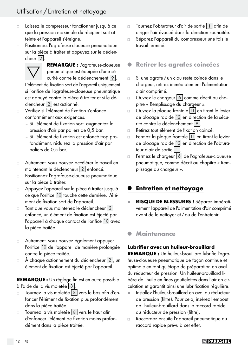 Retirer les agrafes coincées, Entretien et nettoyage, Maintenance | Parkside PDT 40 C2 User Manual | Page 10 / 28