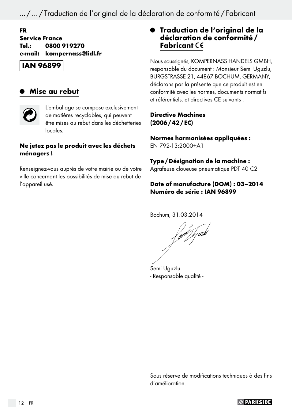 Parkside PDT 40 C2 User Manual | Page 12 / 28