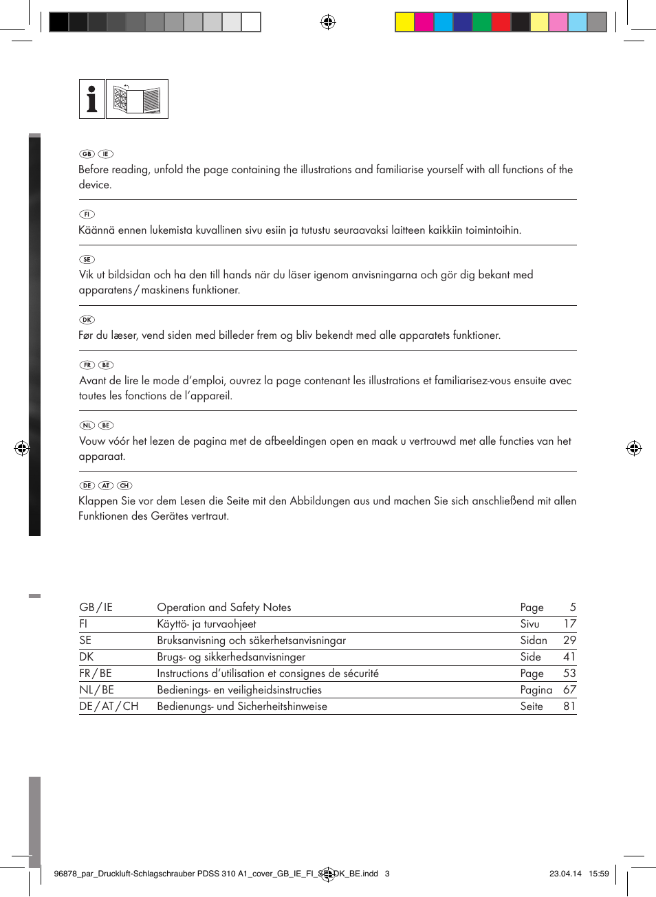 Parkside PDSS 310 A1 User Manual | Page 2 / 94