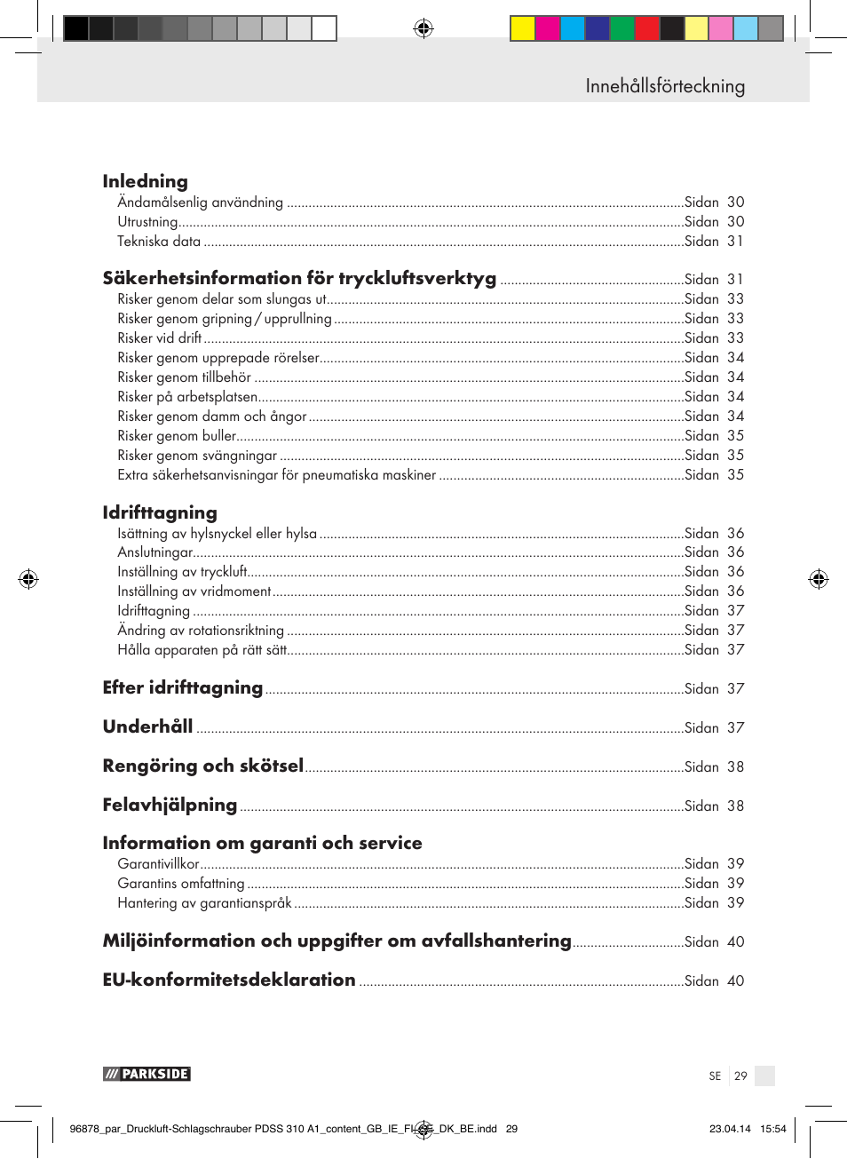 Parkside PDSS 310 A1 User Manual | Page 29 / 94