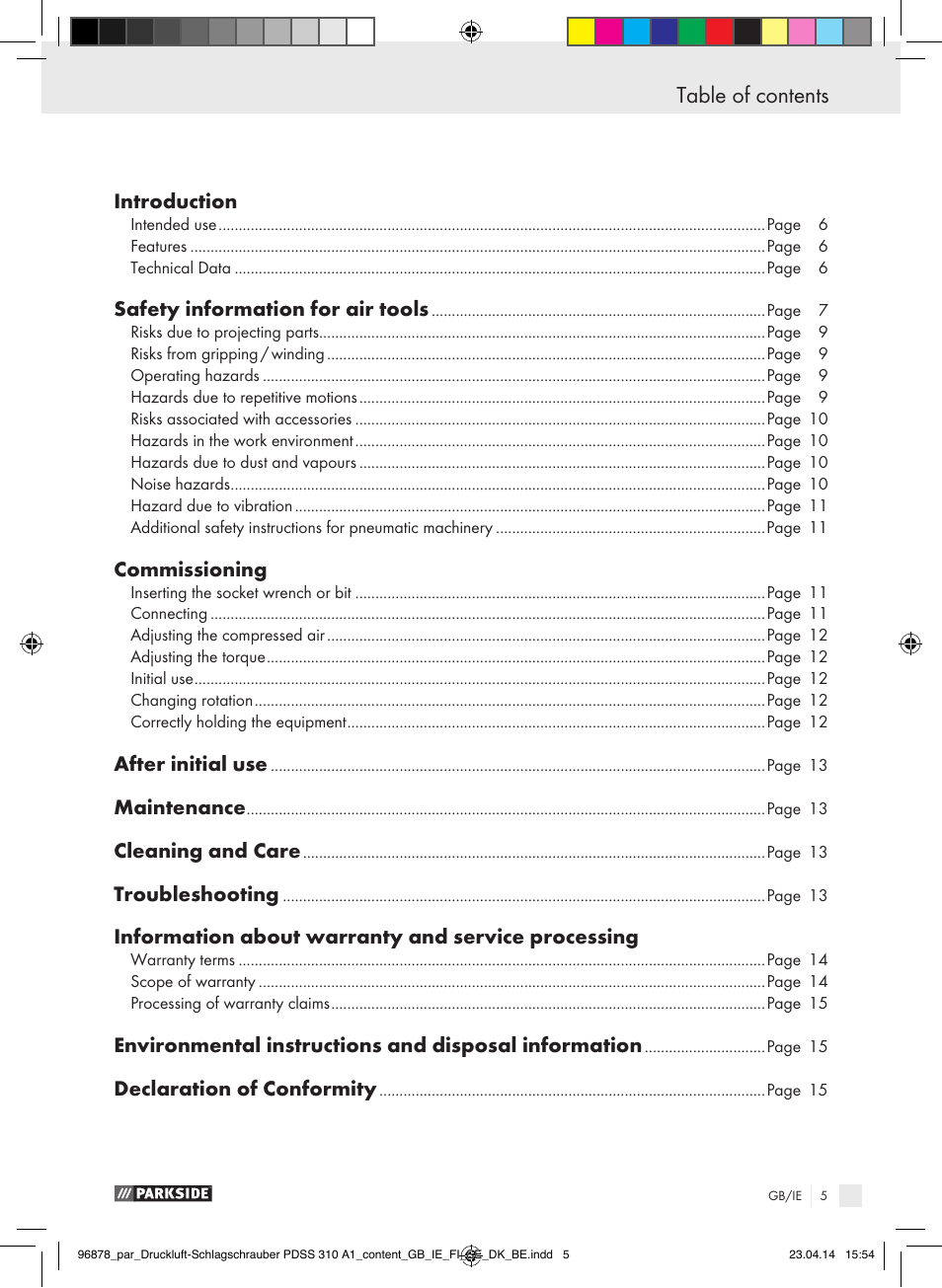 Parkside PDSS 310 A1 User Manual | Page 5 / 94