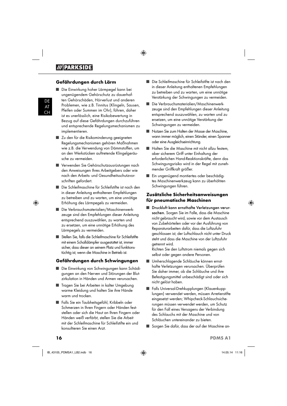 Parkside PDMS A1 User Manual | Page 19 / 34