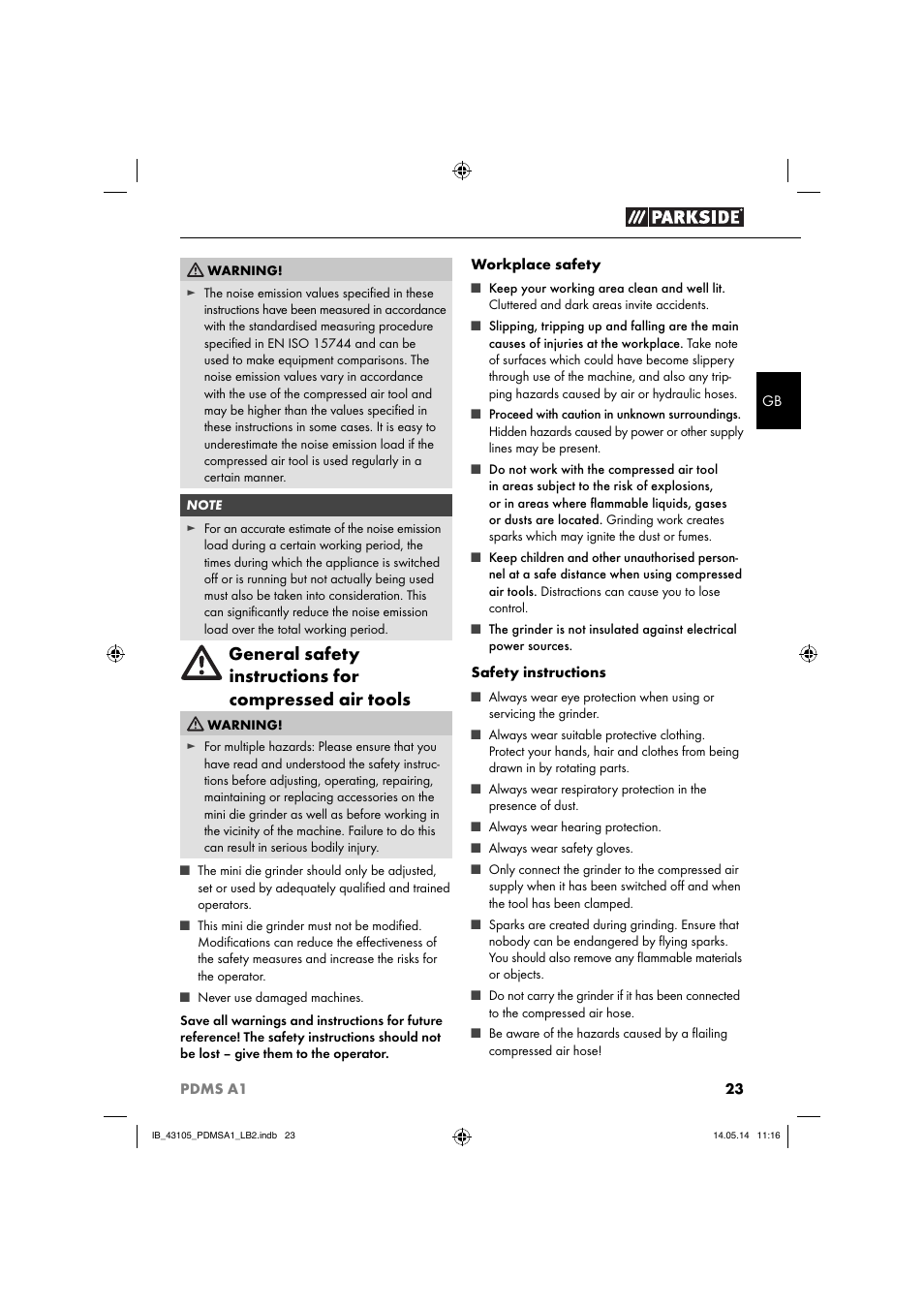 Parkside PDMS A1 User Manual | Page 26 / 34