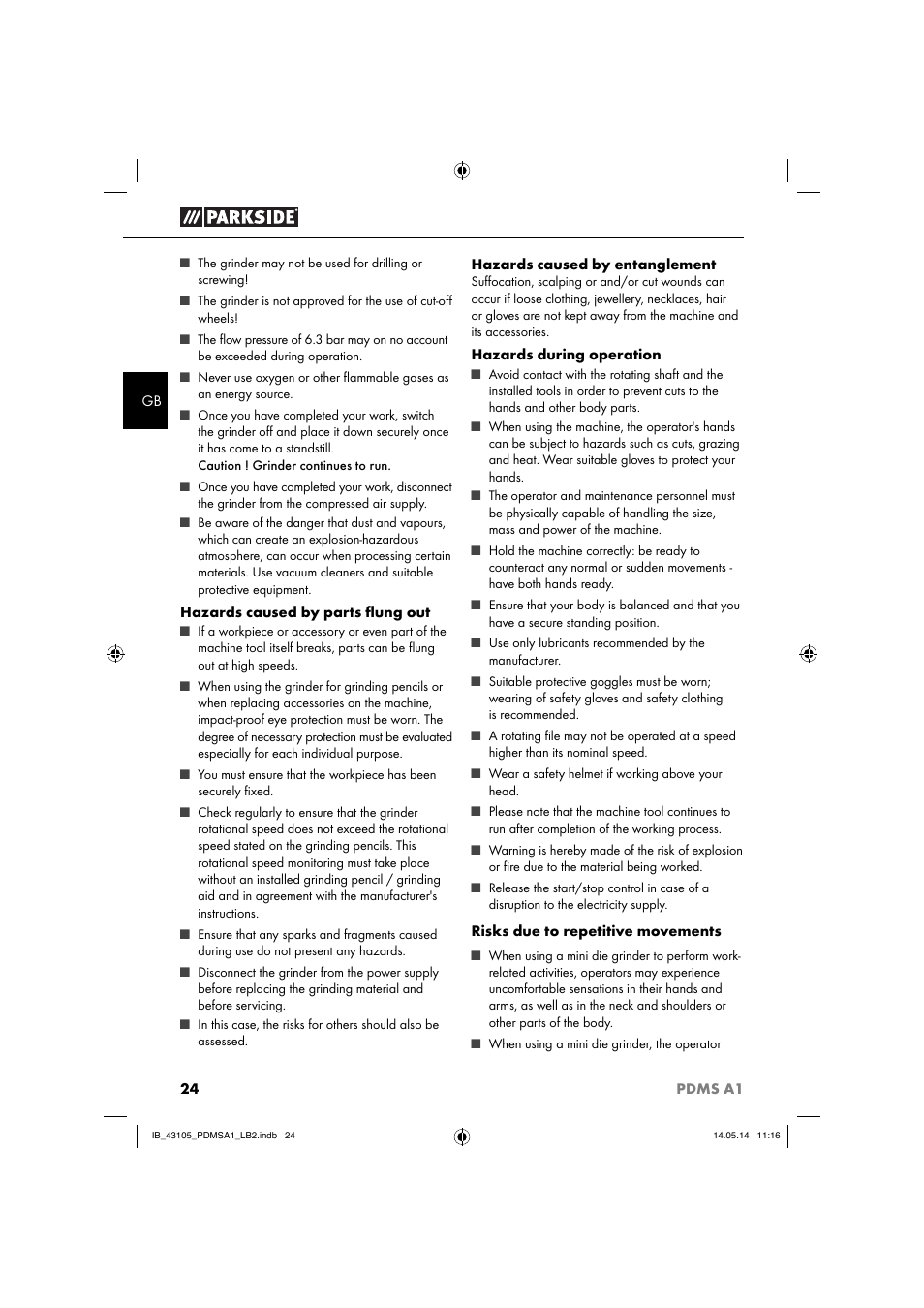 Parkside PDMS A1 User Manual | Page 27 / 34