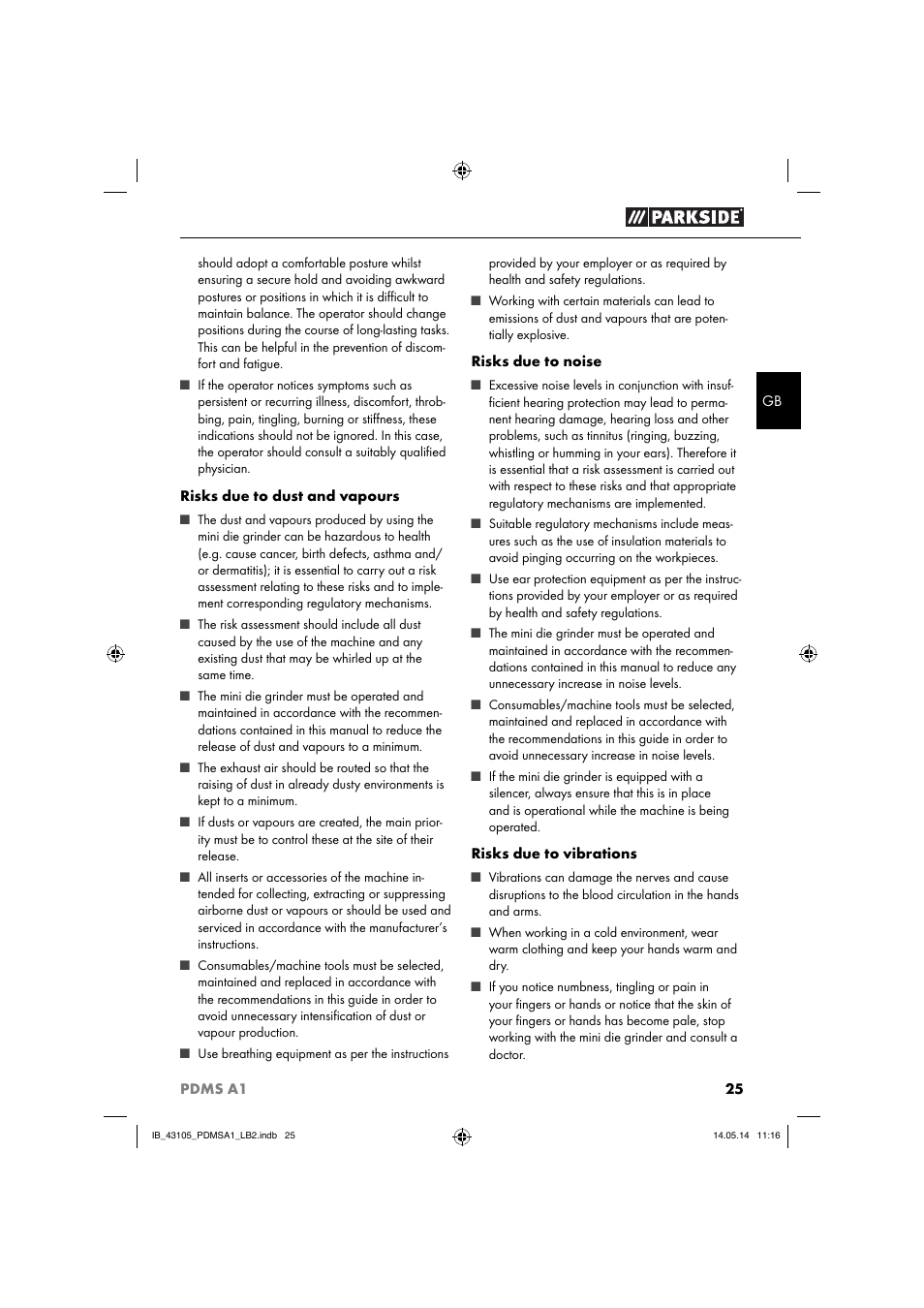 Parkside PDMS A1 User Manual | Page 28 / 34