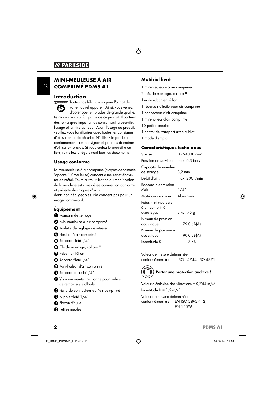 Mini-meuleuse à air comprimé pdms a1 introduction | Parkside PDMS A1 User Manual | Page 5 / 34