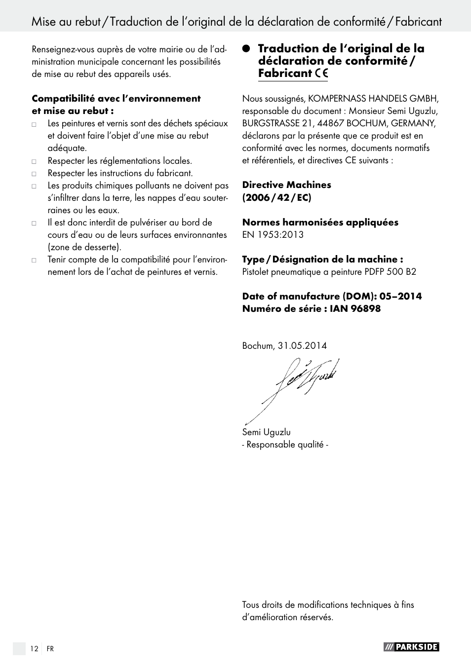 Parkside PDFP 500 B2 User Manual | Page 12 / 28