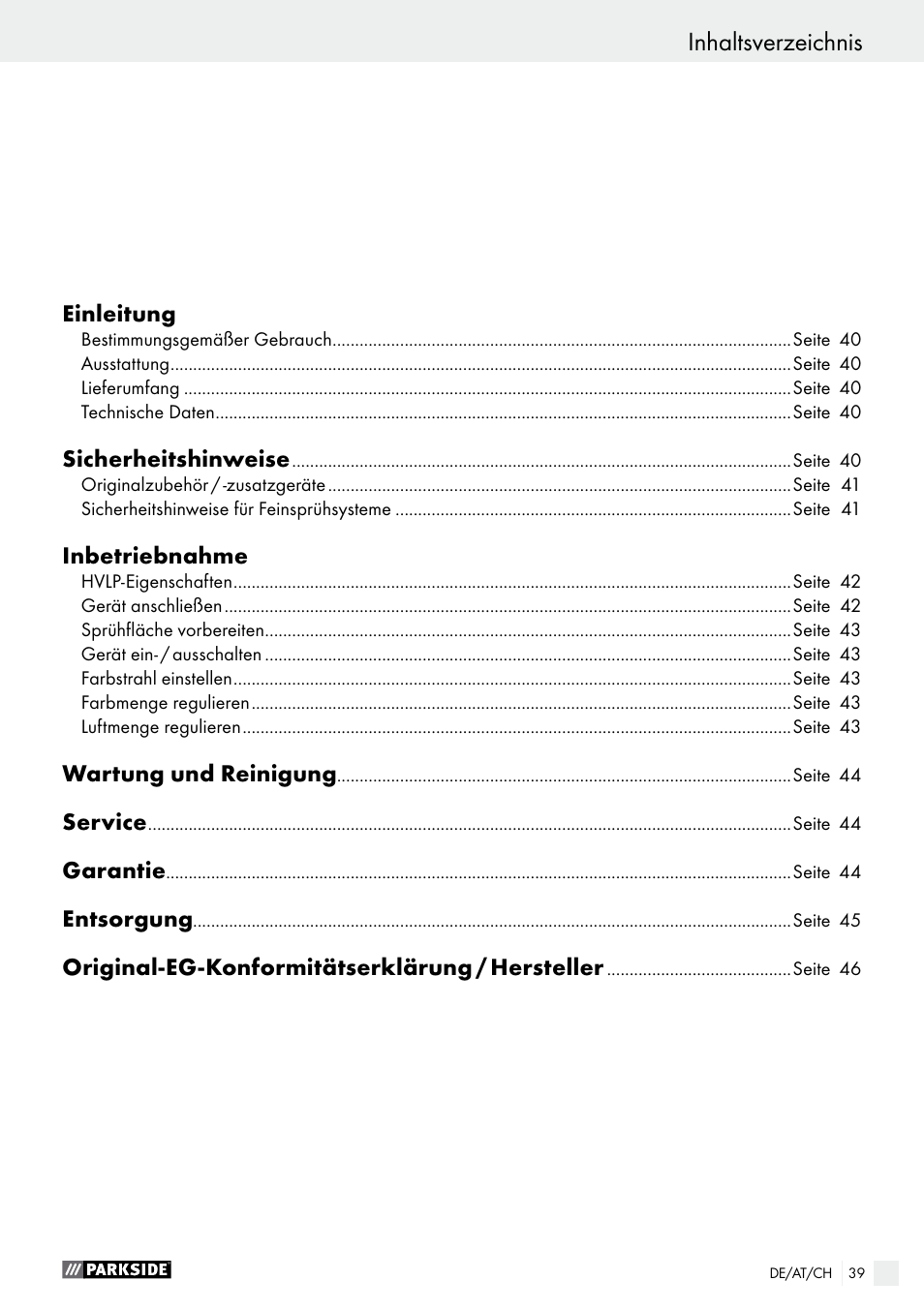 Parkside PDFP 500 B2 User Manual | Page 39 / 47