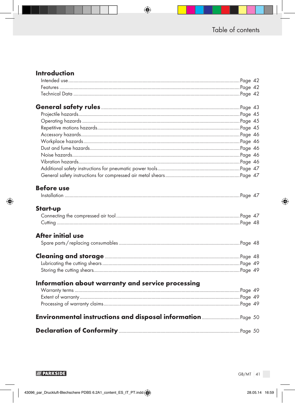 Parkside PDBS 6.2 A1 User Manual | Page 41 / 63