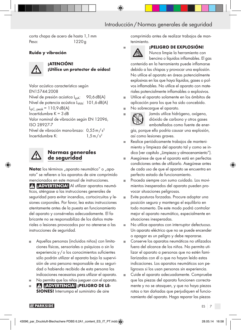 Normas generales de seguridad | Parkside PDBS 6.2 A1 User Manual | Page 7 / 63