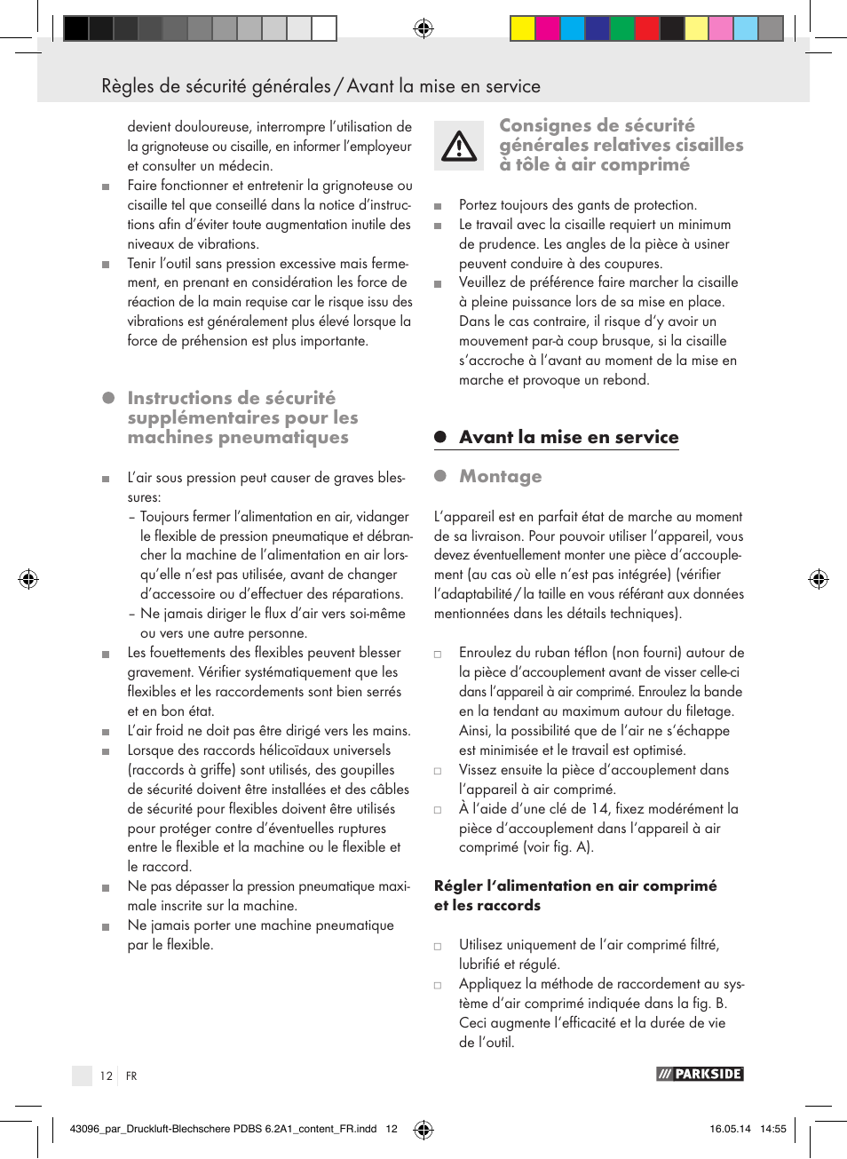 Avant la mise en service, Montage | Parkside PDBS 6.2 A1 User Manual | Page 12 / 39