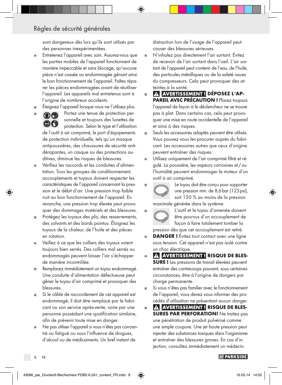 Règles de sécurité générales | Parkside PDBS 6.2 A1 User Manual | Page 8 / 39