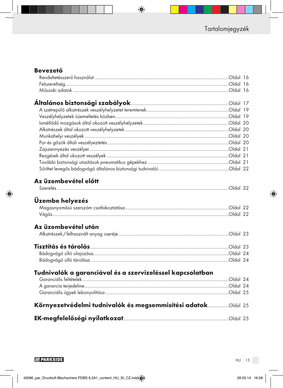 Parkside PDBS 6.2 A1 User Manual | Page 15 / 63