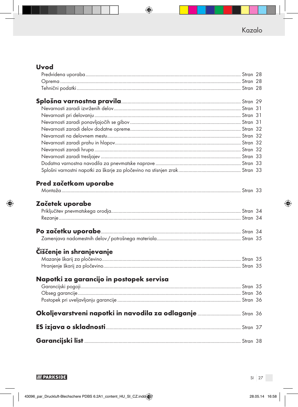 Ek-megfelelőségi nyilatkozat, Kazalo | Parkside PDBS 6.2 A1 User Manual | Page 27 / 63