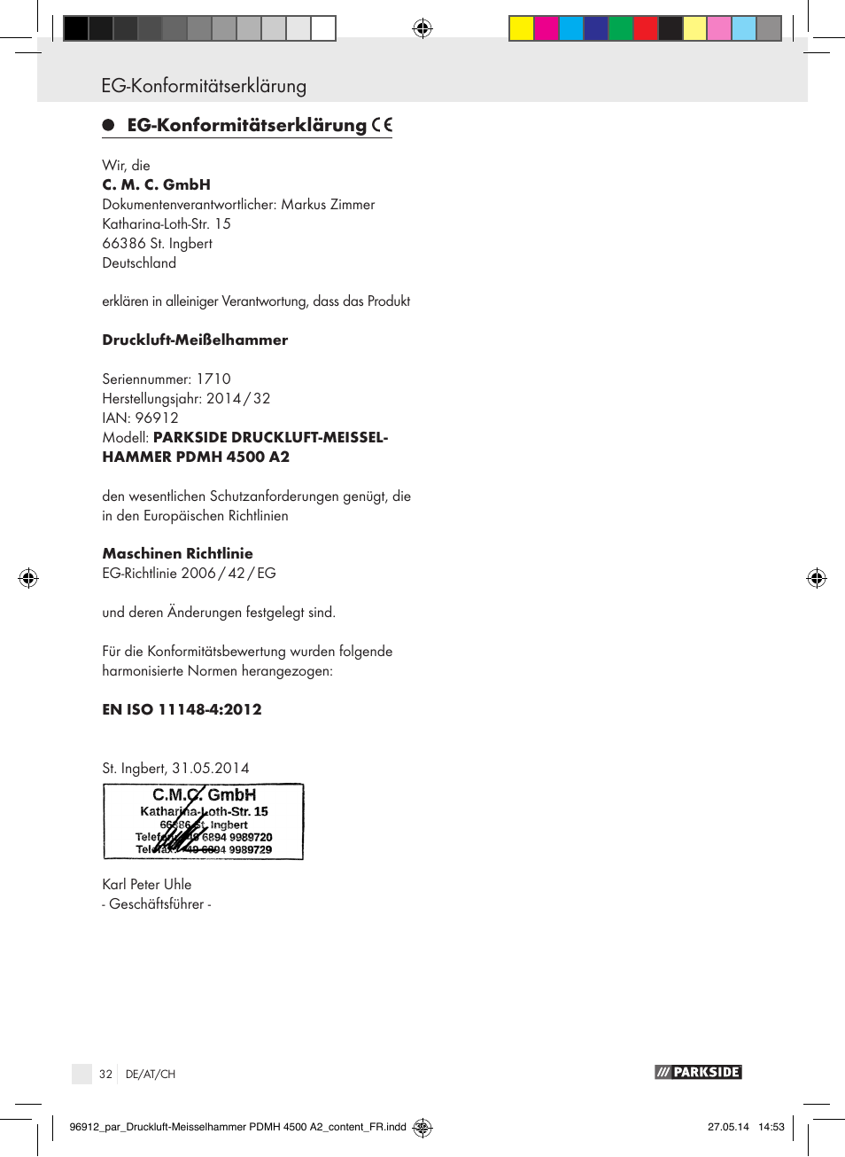 Parkside PDMH 4500 A2 User Manual | Page 32 / 45