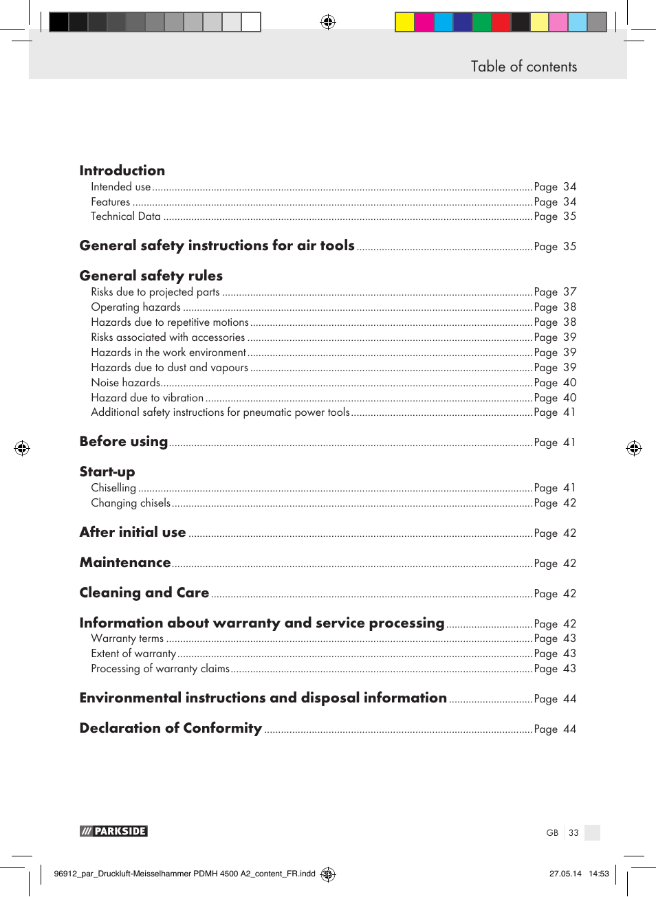 Parkside PDMH 4500 A2 User Manual | Page 33 / 45