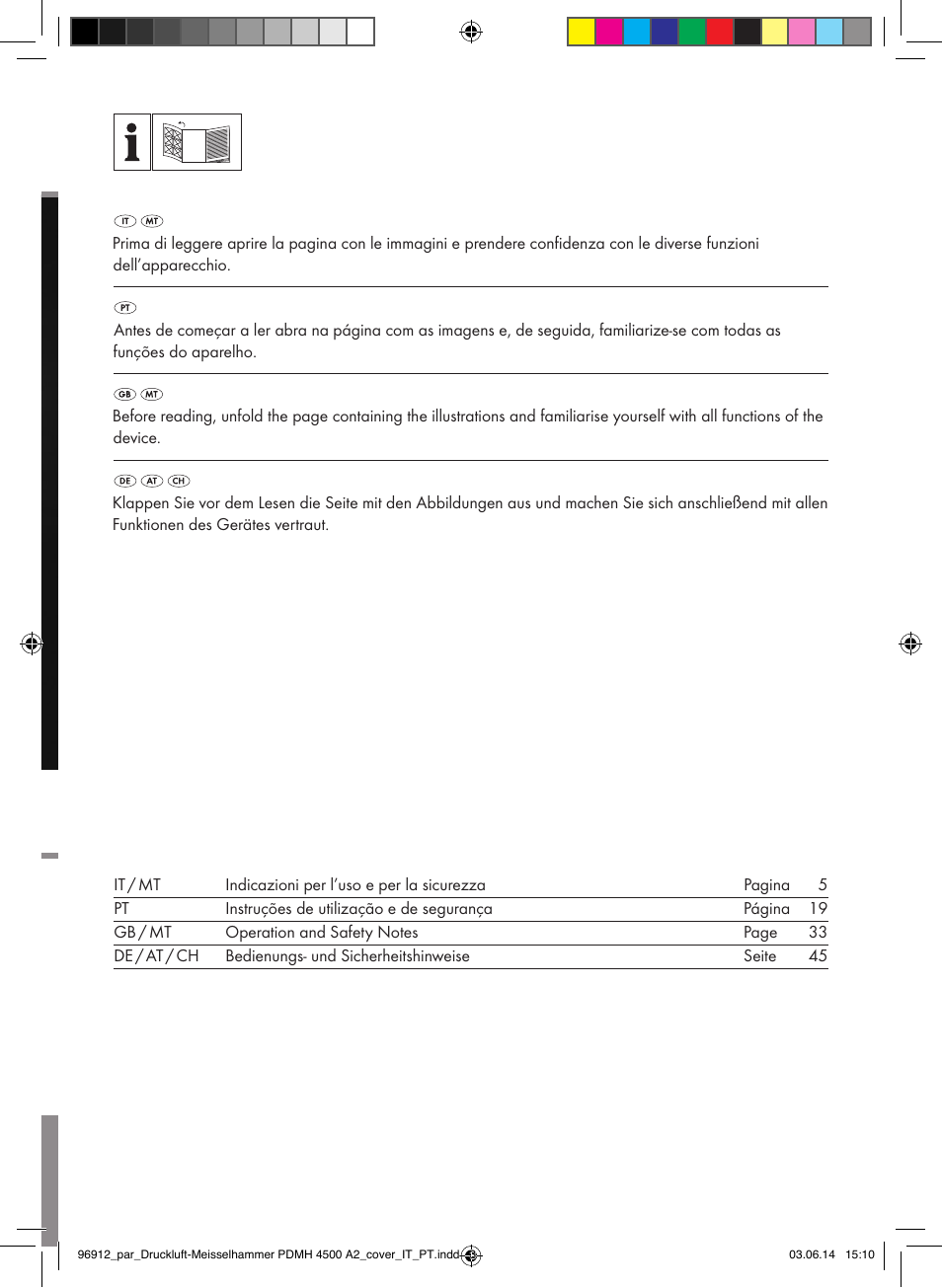 Parkside PDMH 4500 A2 User Manual | Page 2 / 59