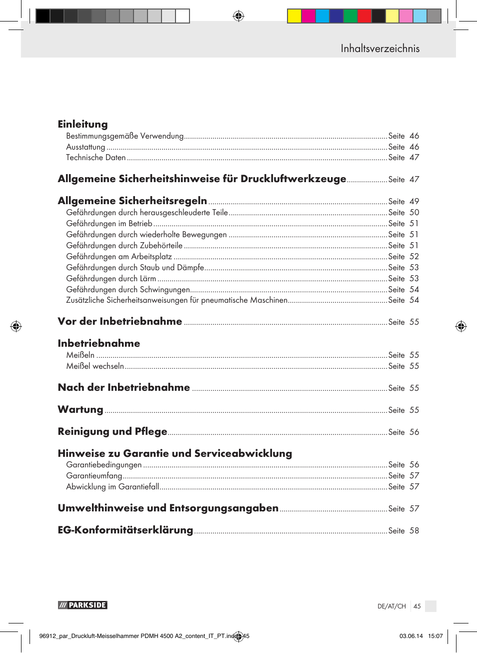 Parkside PDMH 4500 A2 User Manual | Page 45 / 59