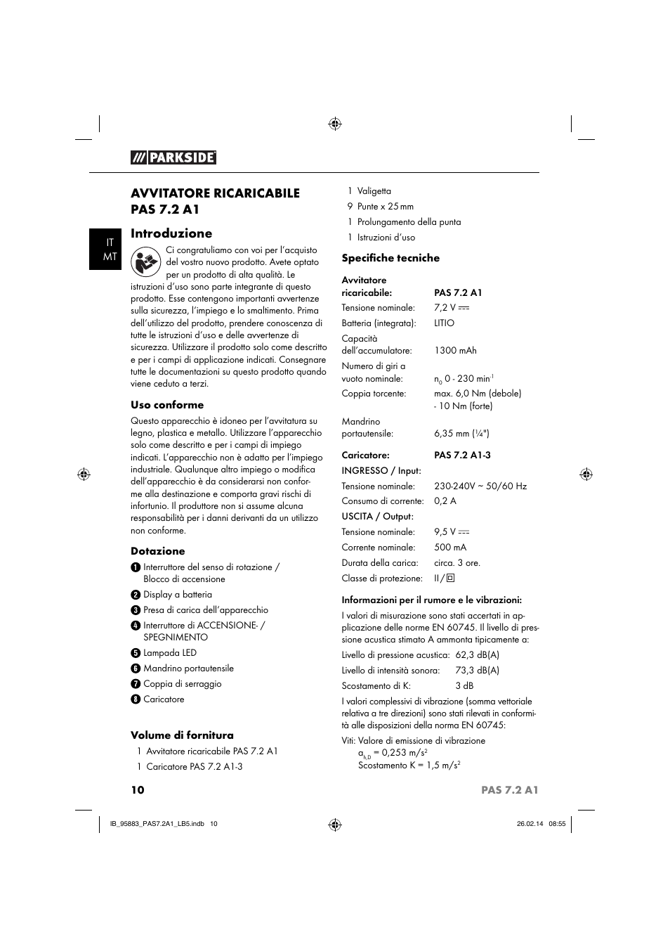 Avvitatore ricaricabile pas 7.2 a1 introduzione | Parkside PAS 7.2 A1 User Manual | Page 13 / 46