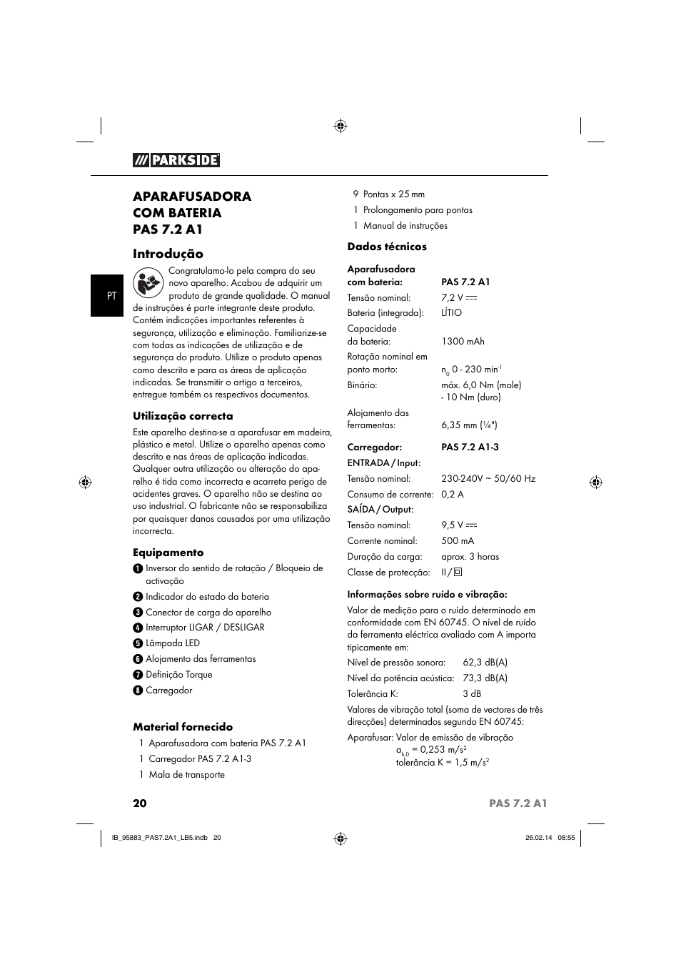 Aparafusadora com bateria pas 7.2 a1 introdução | Parkside PAS 7.2 A1 User Manual | Page 23 / 46