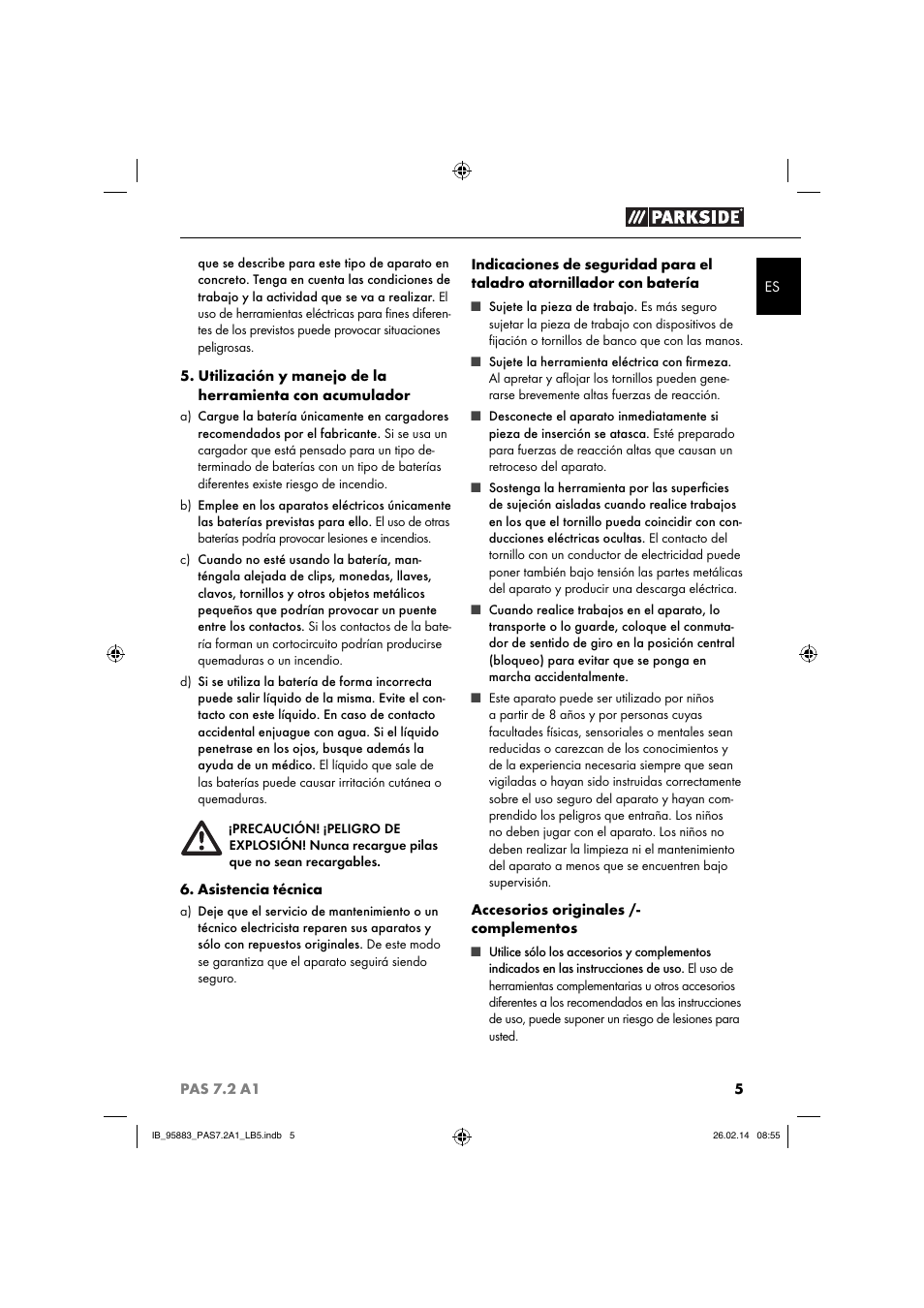 Parkside PAS 7.2 A1 User Manual | Page 8 / 46