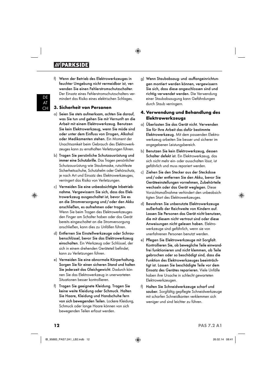 Parkside PAS 7.2 A1 User Manual | Page 15 / 28