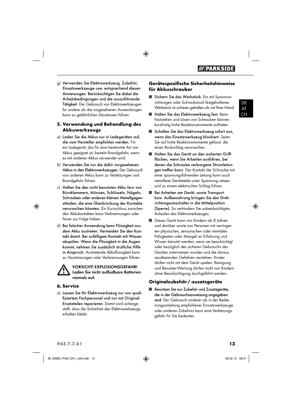 Parkside PAS 7.2 A1 User Manual | Page 16 / 28