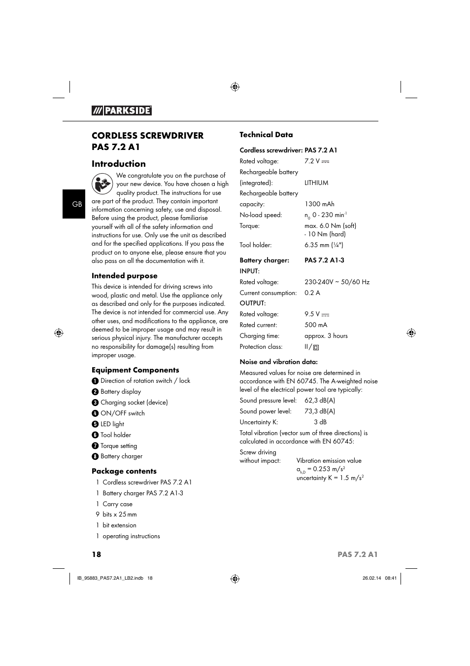 Cordless screwdriver pas 7.2 a1 introduction | Parkside PAS 7.2 A1 User Manual | Page 21 / 28