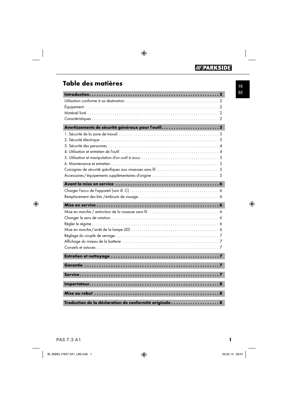 Parkside PAS 7.2 A1 User Manual | Page 4 / 28