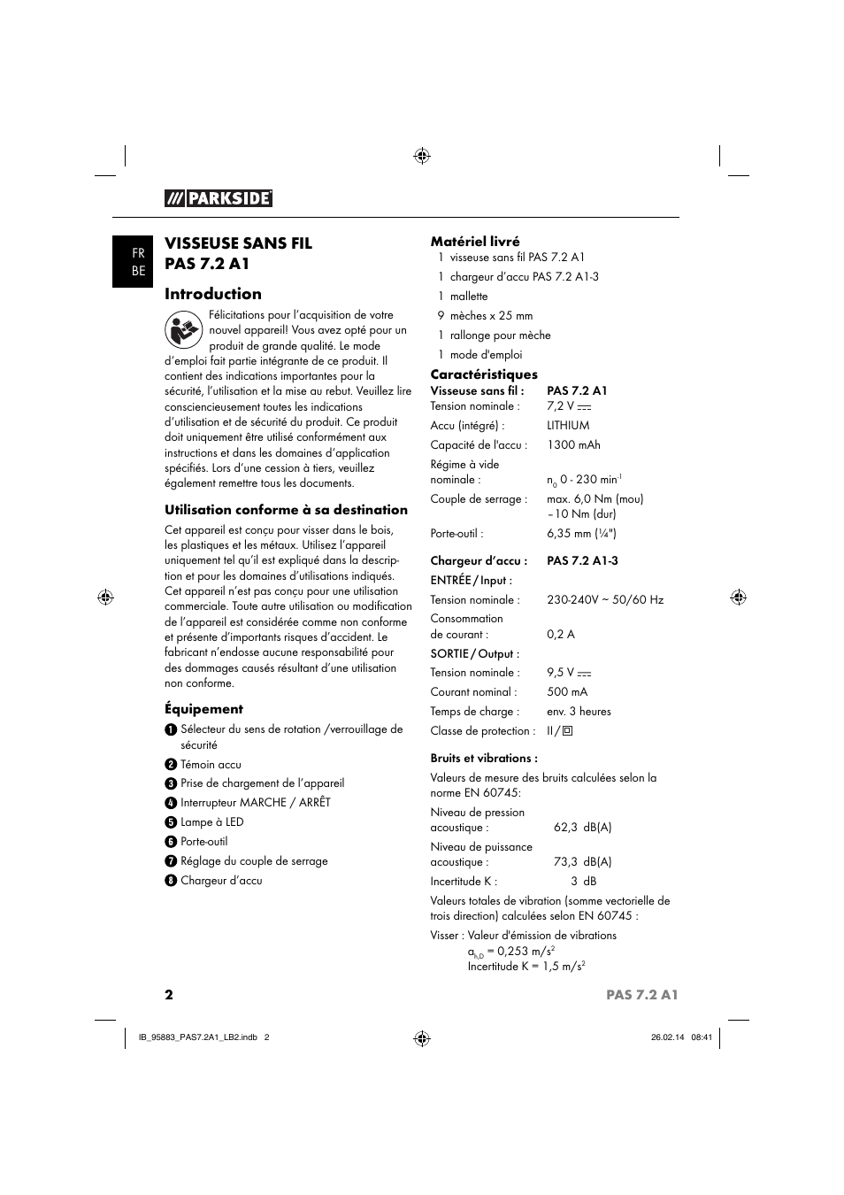 Visseuse sans fil pas 7.2 a1 introduction | Parkside PAS 7.2 A1 User Manual | Page 5 / 28