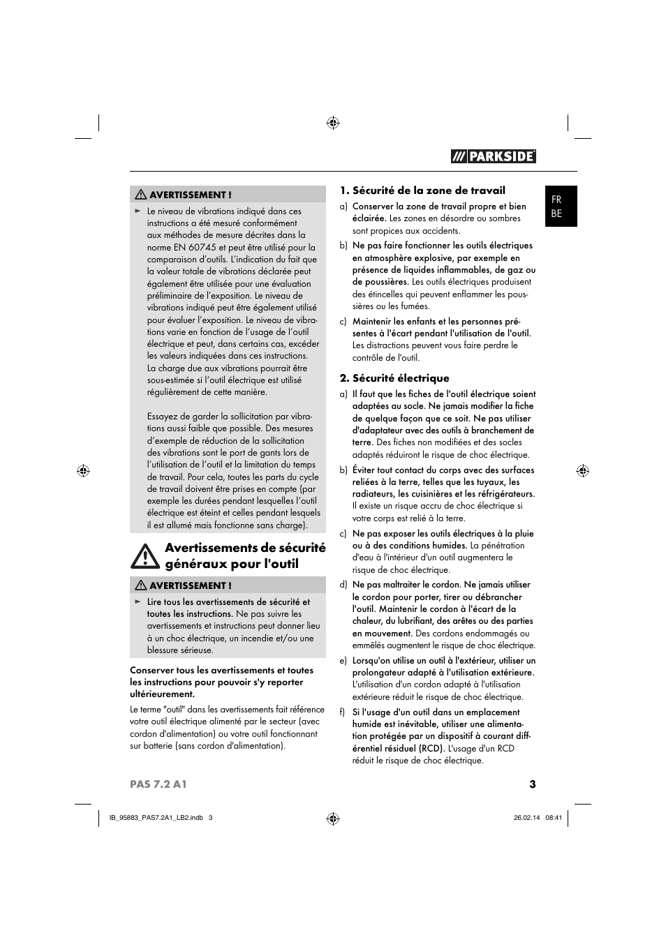 Avertissements de sécurité généraux pour l'outil | Parkside PAS 7.2 A1 User Manual | Page 6 / 28