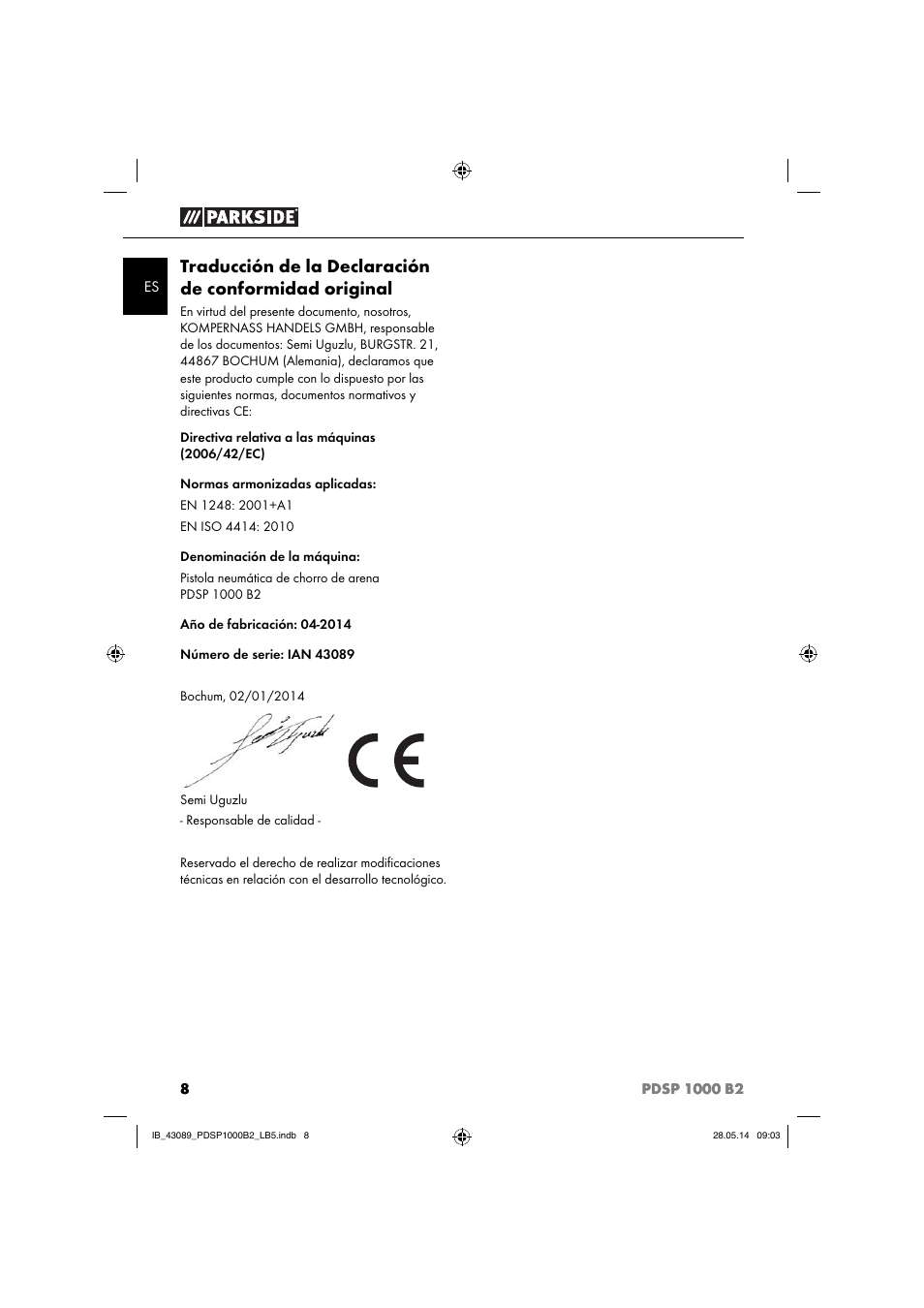 Parkside PDSP 1000 B2 User Manual | Page 12 / 45