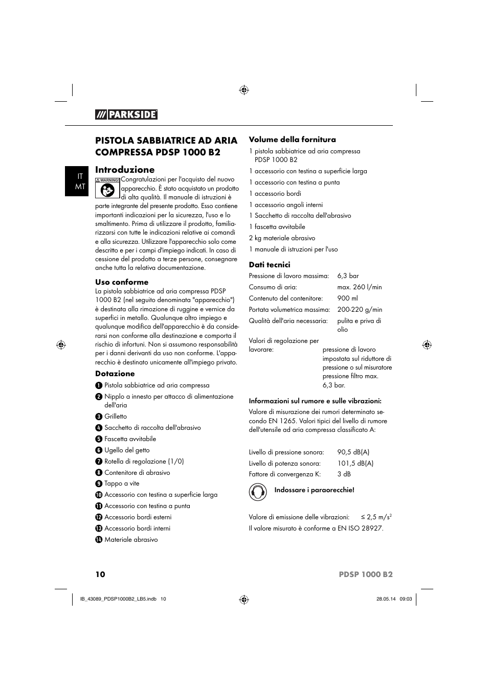 Parkside PDSP 1000 B2 User Manual | Page 14 / 45