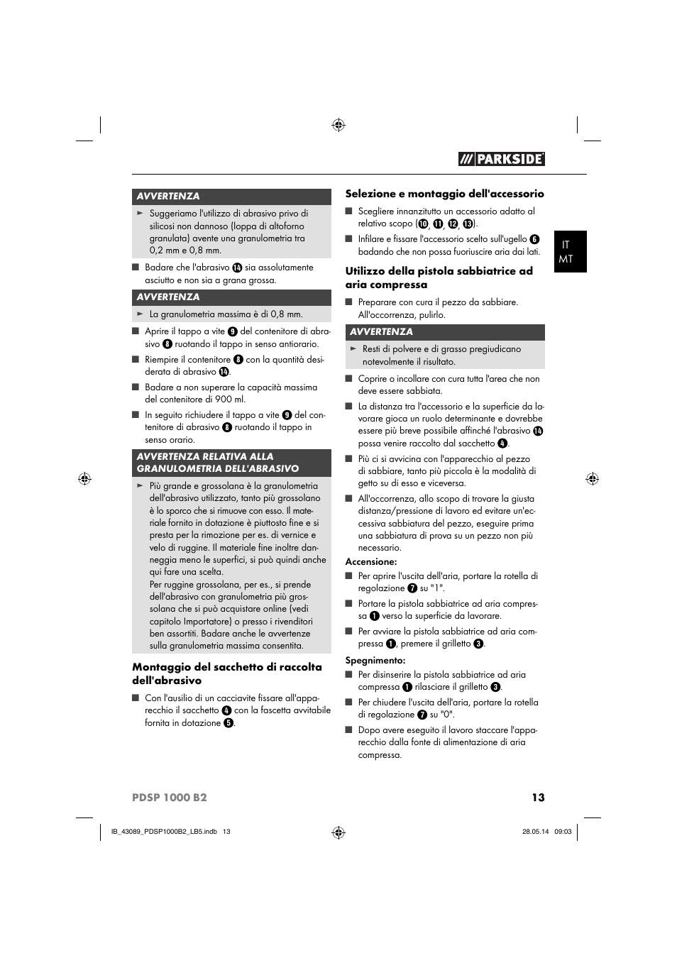 Parkside PDSP 1000 B2 User Manual | Page 17 / 45