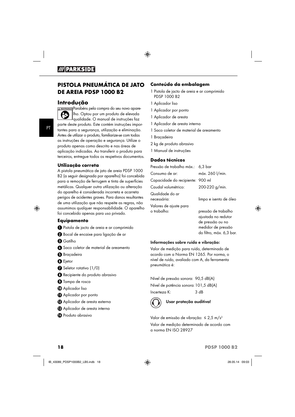 Parkside PDSP 1000 B2 User Manual | Page 22 / 45
