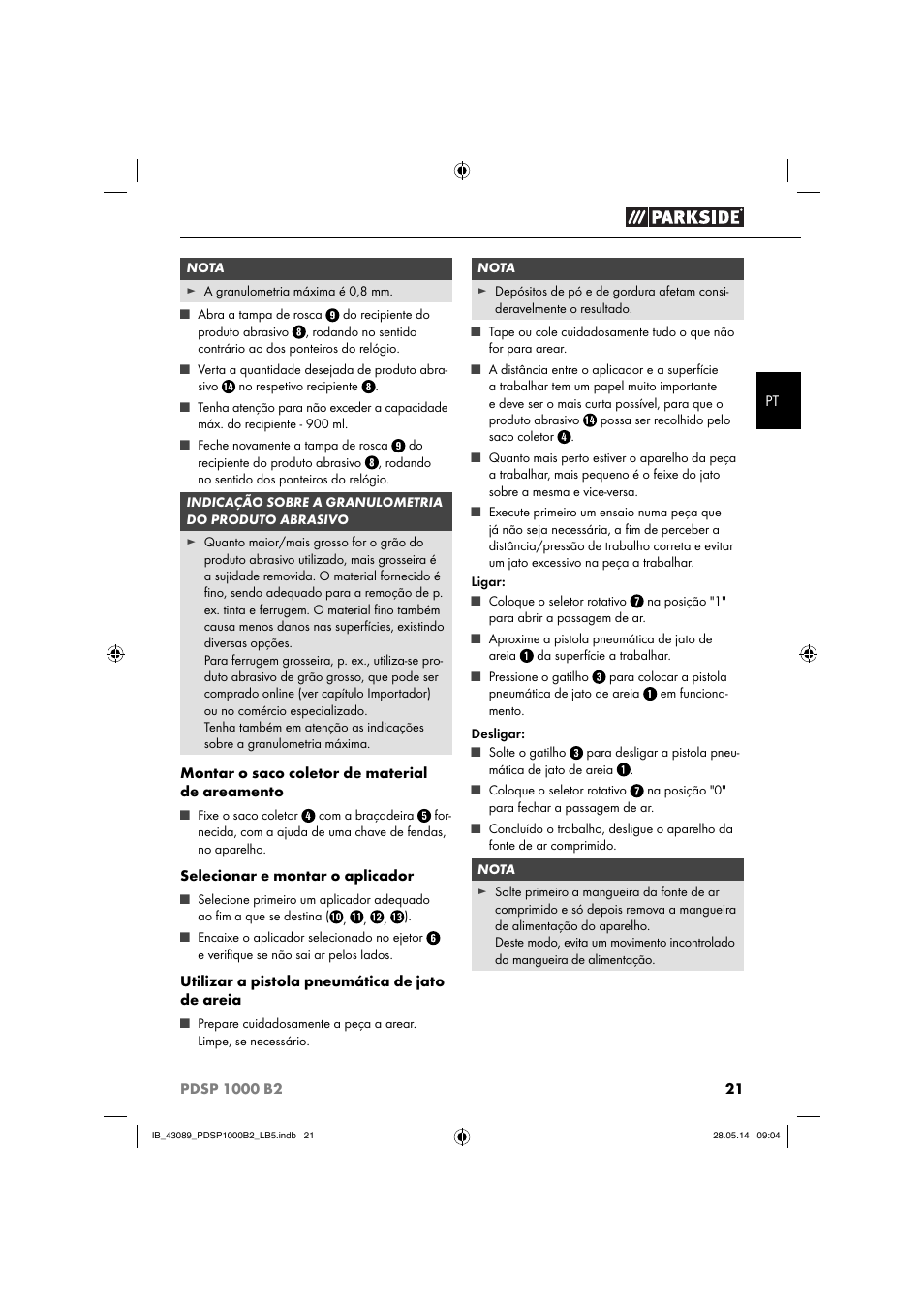 Parkside PDSP 1000 B2 User Manual | Page 25 / 45