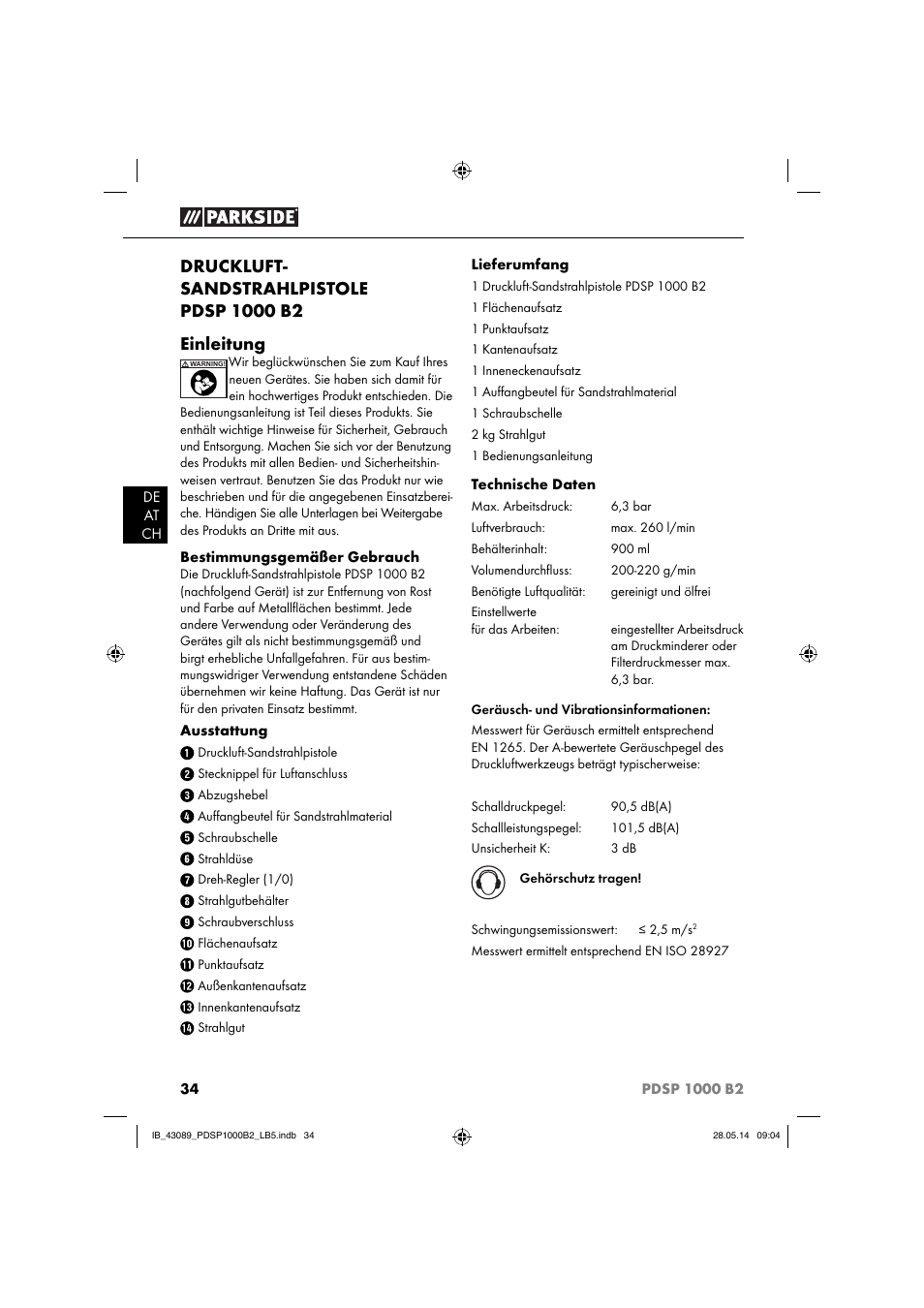 Parkside PDSP 1000 B2 User Manual | Page 38 / 45